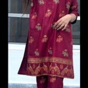 Women’s Stitched Elephant Print 2-Pc Dress